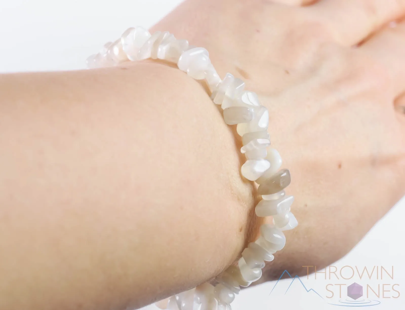 MOONSTONE Crystal Bracelet - Chip Beads - Beaded Bracelet, Handmade Jewelry, Healing Crystal Bracelet, E0828