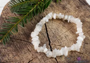 MOONSTONE Crystal Bracelet - Chip Beads - Beaded Bracelet, Handmade Jewelry, Healing Crystal Bracelet, E0828