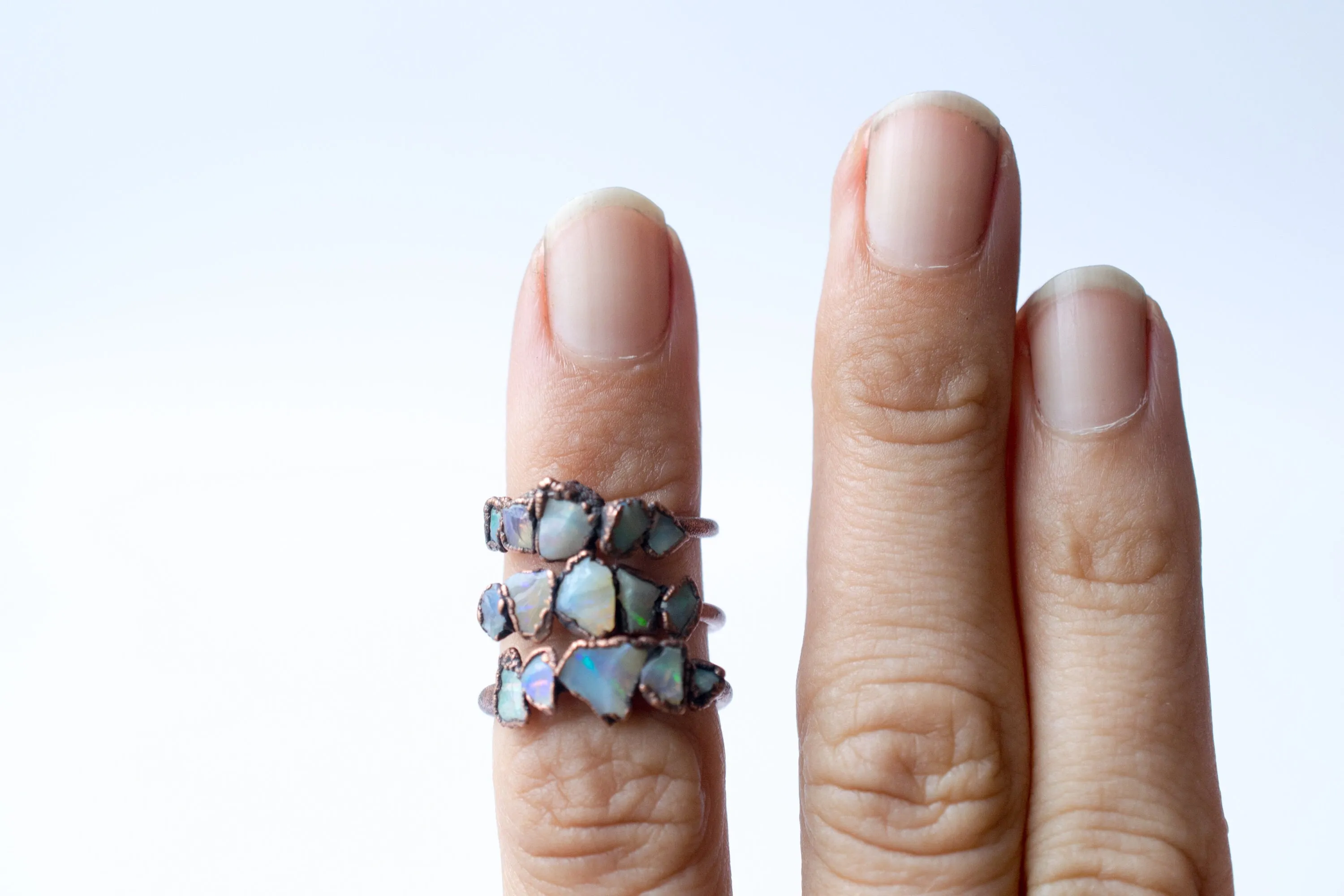 Multi Stone Ring | Raw opal ring