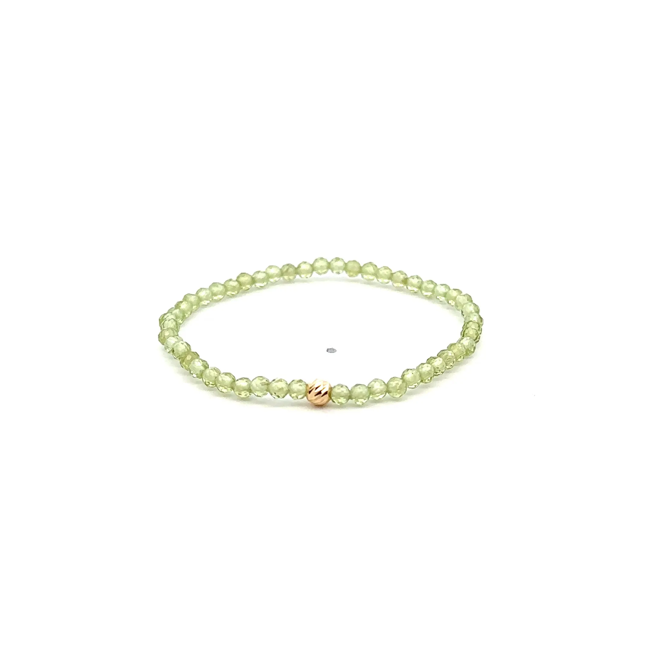 Natural Peridot Gemstone Mini 3mm 18K Gold Charm Bead August Birthstone