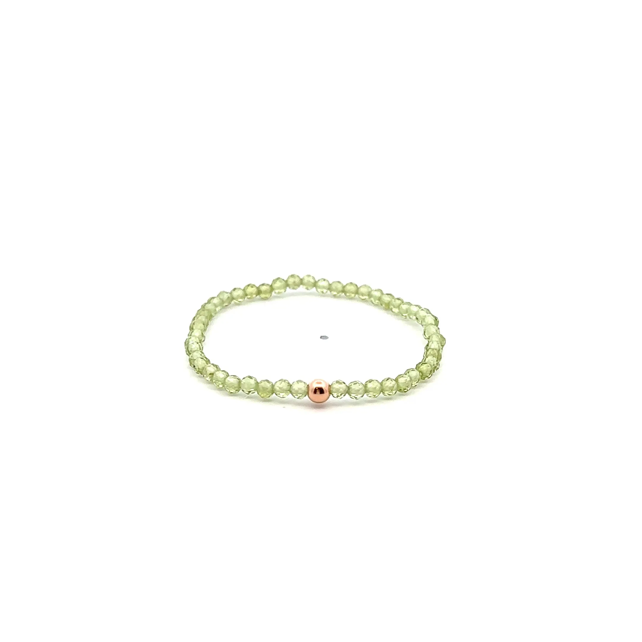 Natural Peridot Gemstone Mini 3mm 18K Gold Charm Bead August Birthstone
