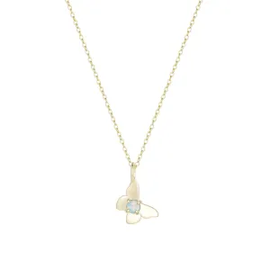 Opal Butterfly Charm Necklace