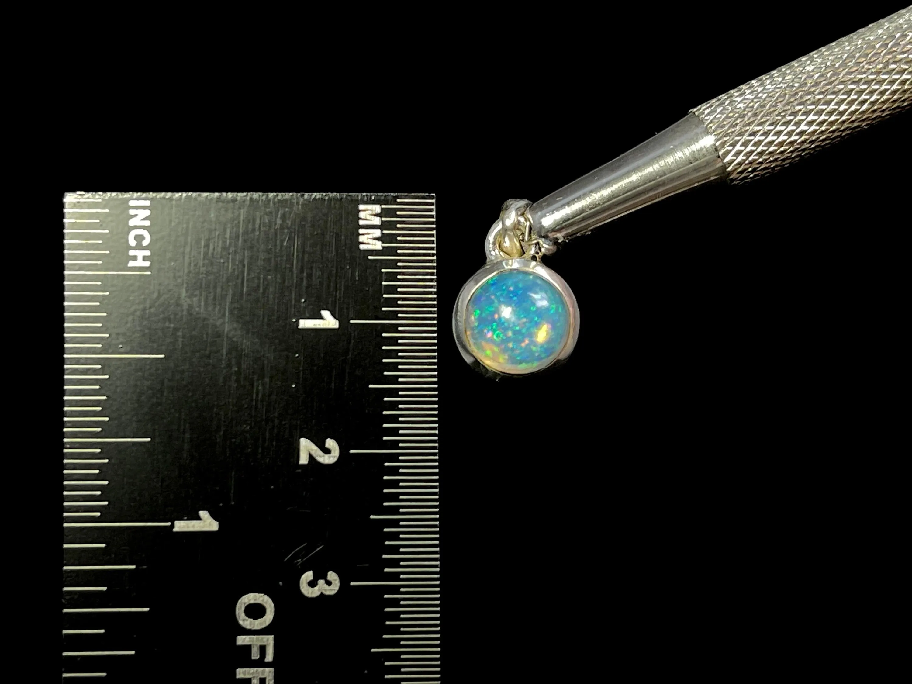 OPAL Pendant, Pinfire - Sterling Silver, 8mm Round Cabochon - Opal Necklace, Birthstone Necklace, Opal Jewelry, Welo Opal, 49104