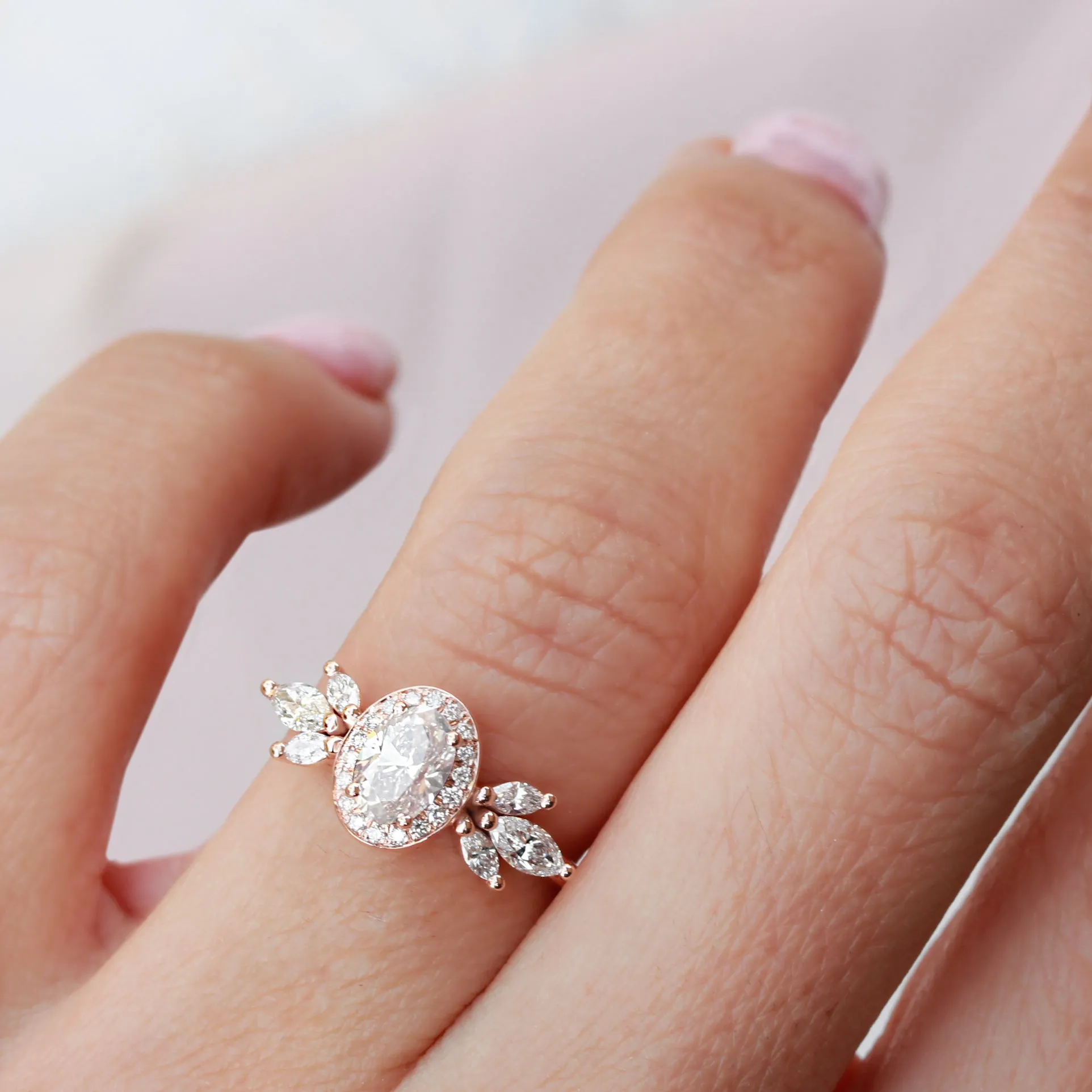 Oval Diamond 1.30ct Unique Engagement Ring, "Athena" ♥