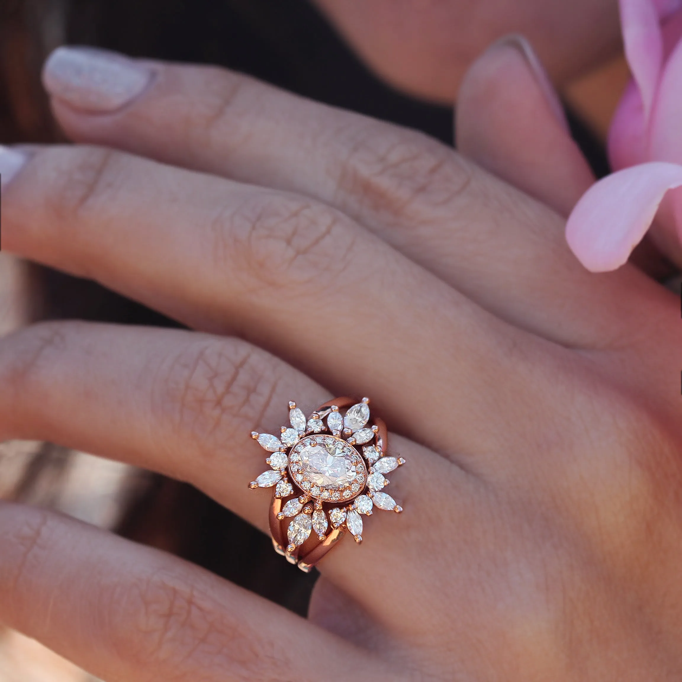 Oval Diamond 1.30ct Unique Engagement Ring, "Athena" ♥