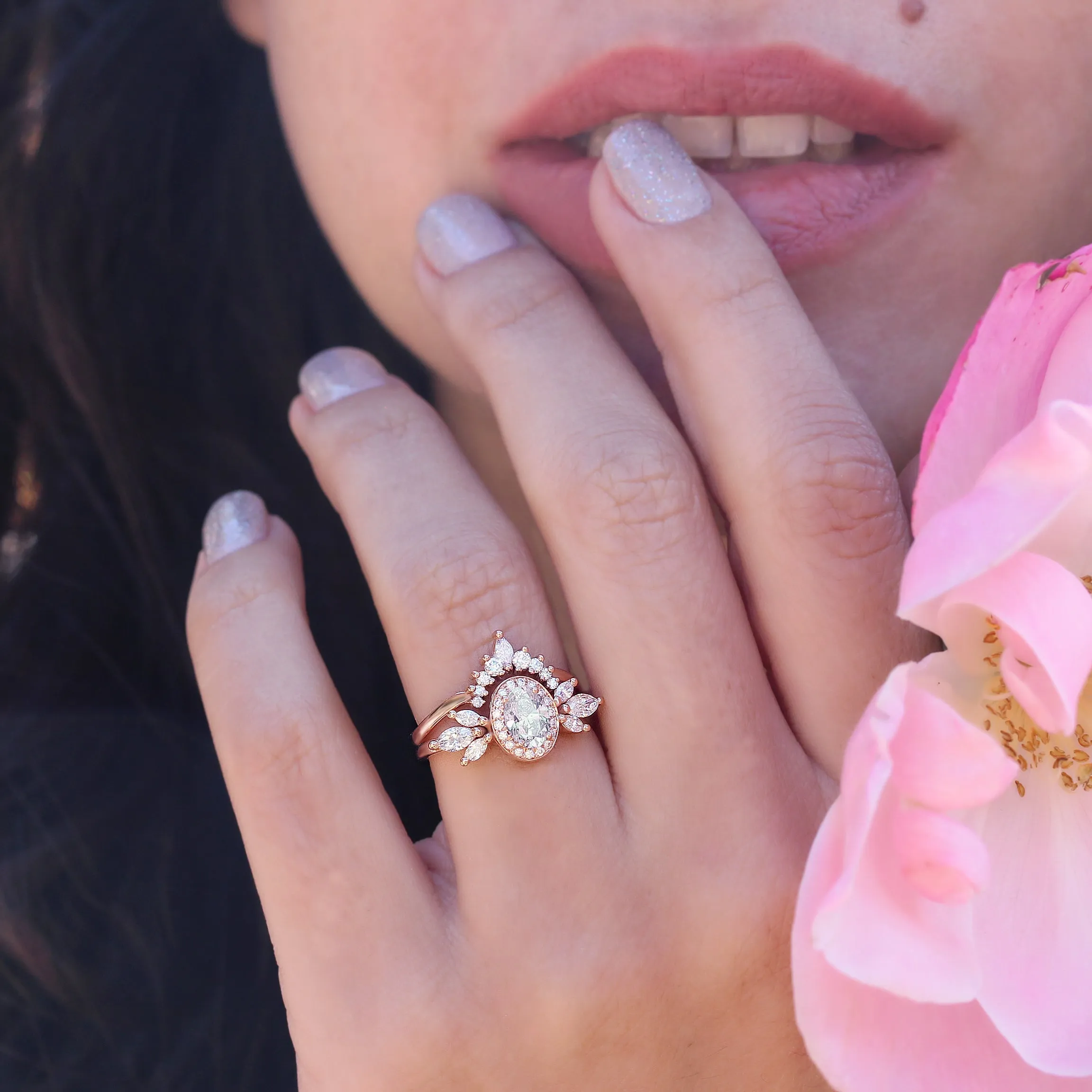 Oval Diamond 1.30ct Unique Engagement Ring, "Athena" ♥