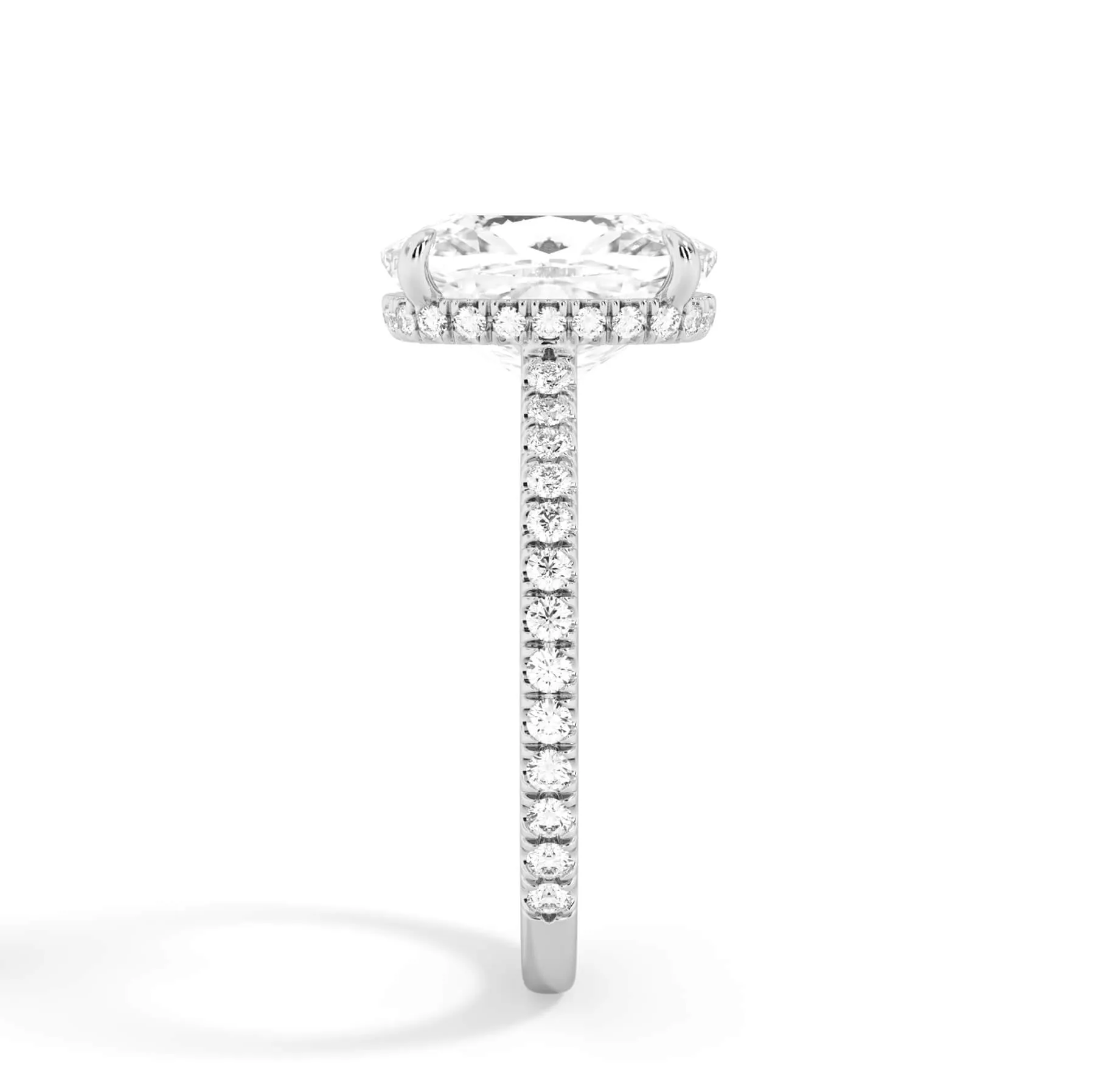 Pave Hidden Basket Diamond Accented Delicate Engagement Ring