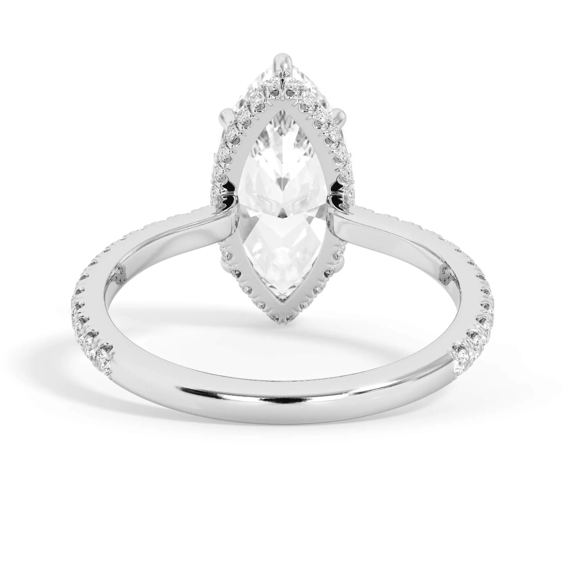 Pave Hidden Basket Diamond Accented Delicate Engagement Ring