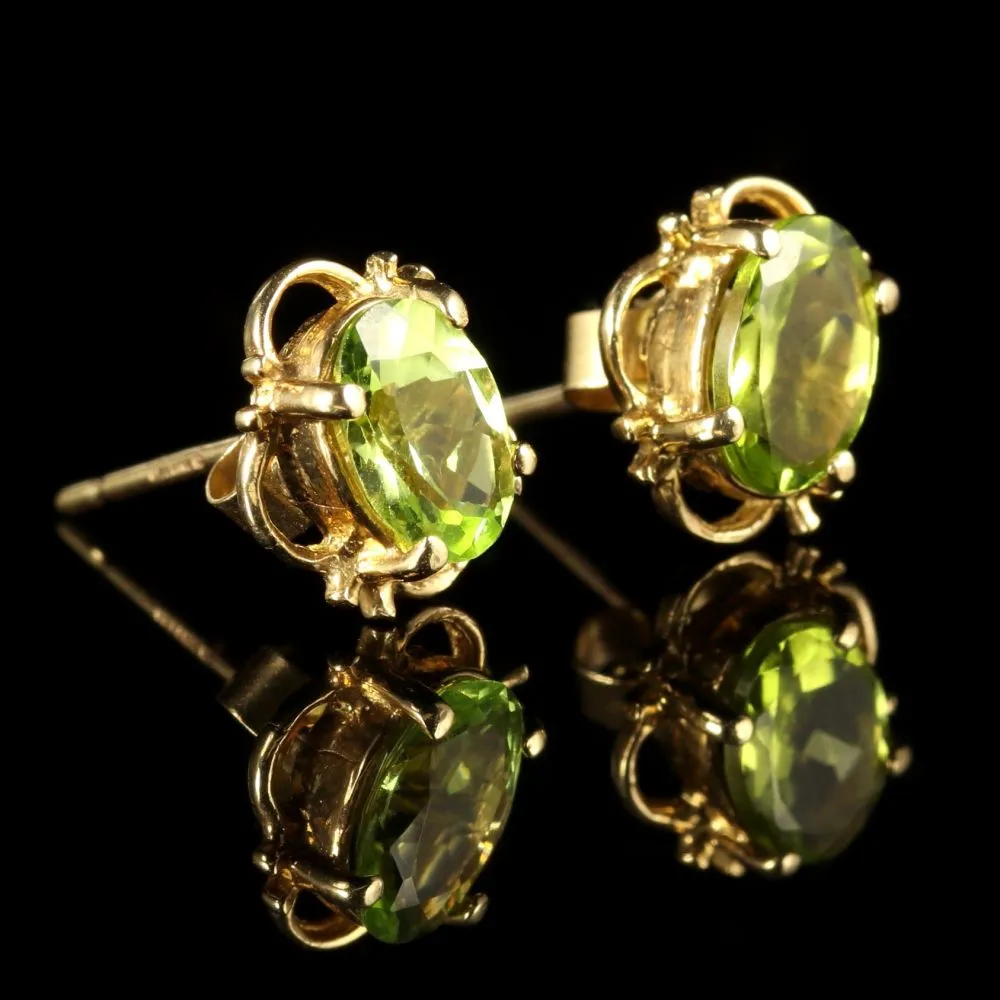 Peridot 9Ct Gold Stud Earrings