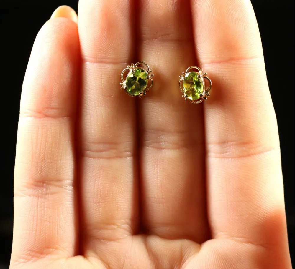 Peridot 9Ct Gold Stud Earrings