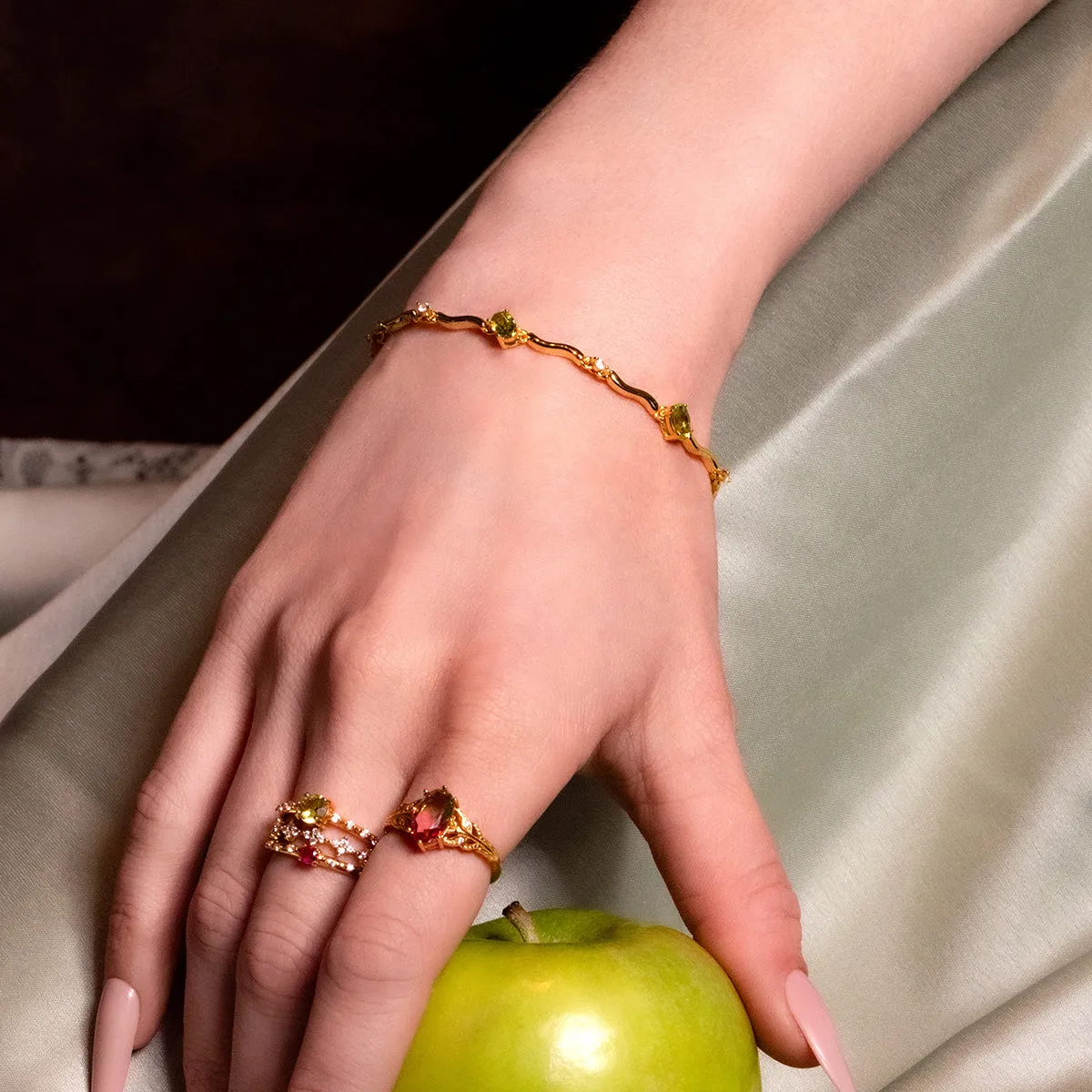 Peridot Rain Drop Tennis Bracelet