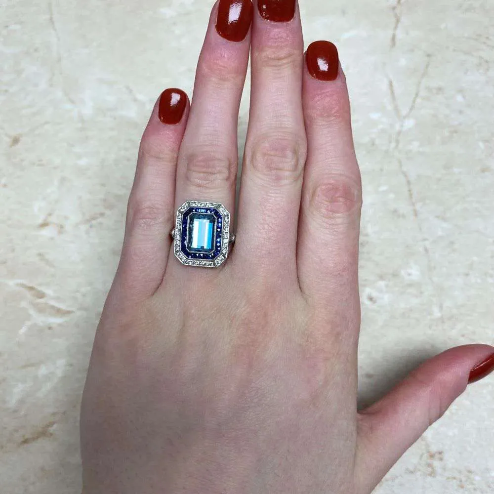 Platinum Kunzite and Diamond Ring