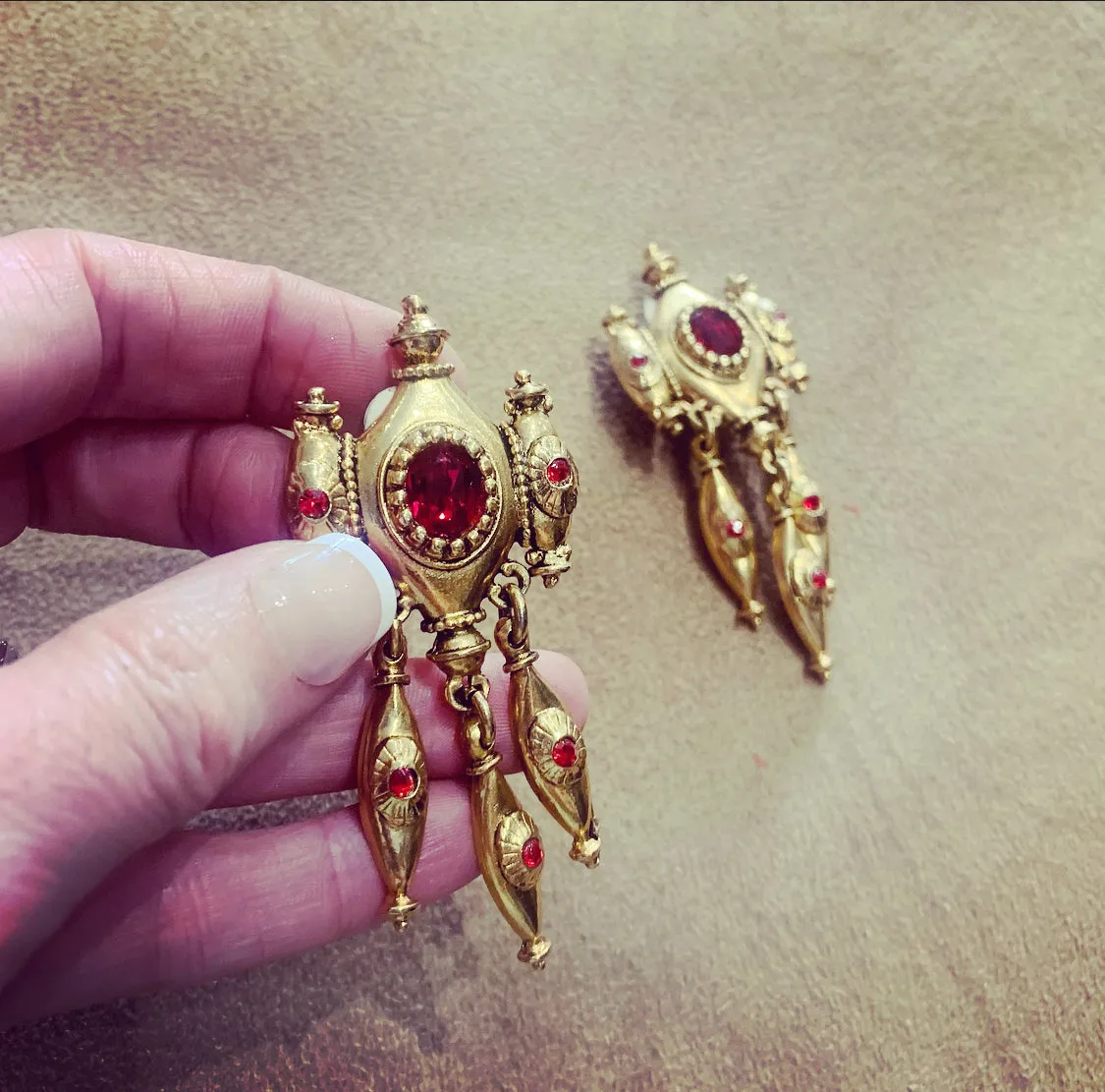 Red Chandelier Statement Earrings by Abbey Road