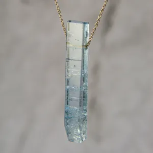 SALE! Aquamarine Crystal on 14k Gold Necklace by Margaret Solow