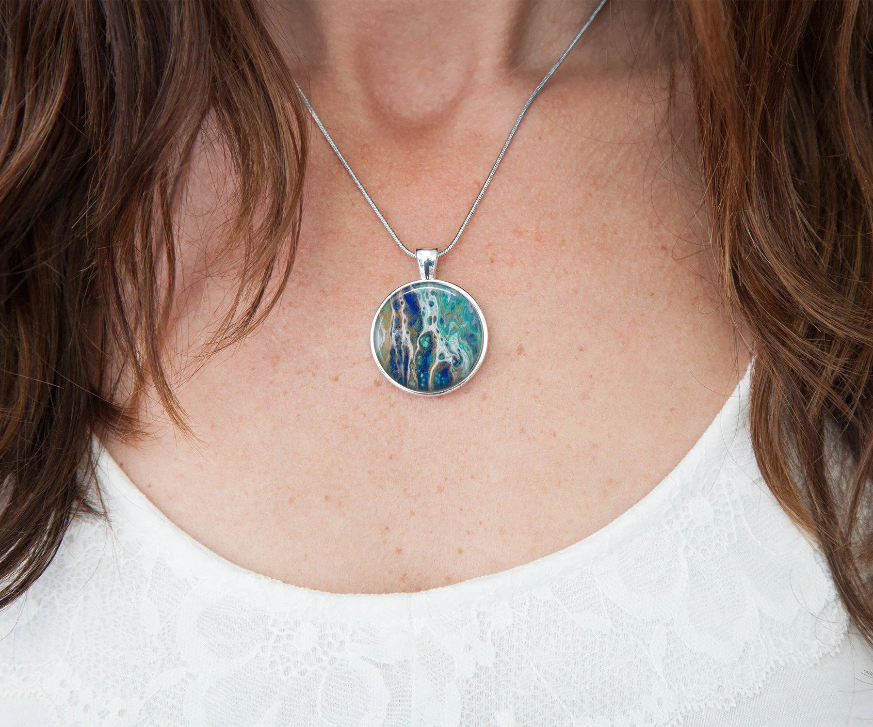 Sapphire Shores Circle Necklace | Beach Jewelry | Handmade