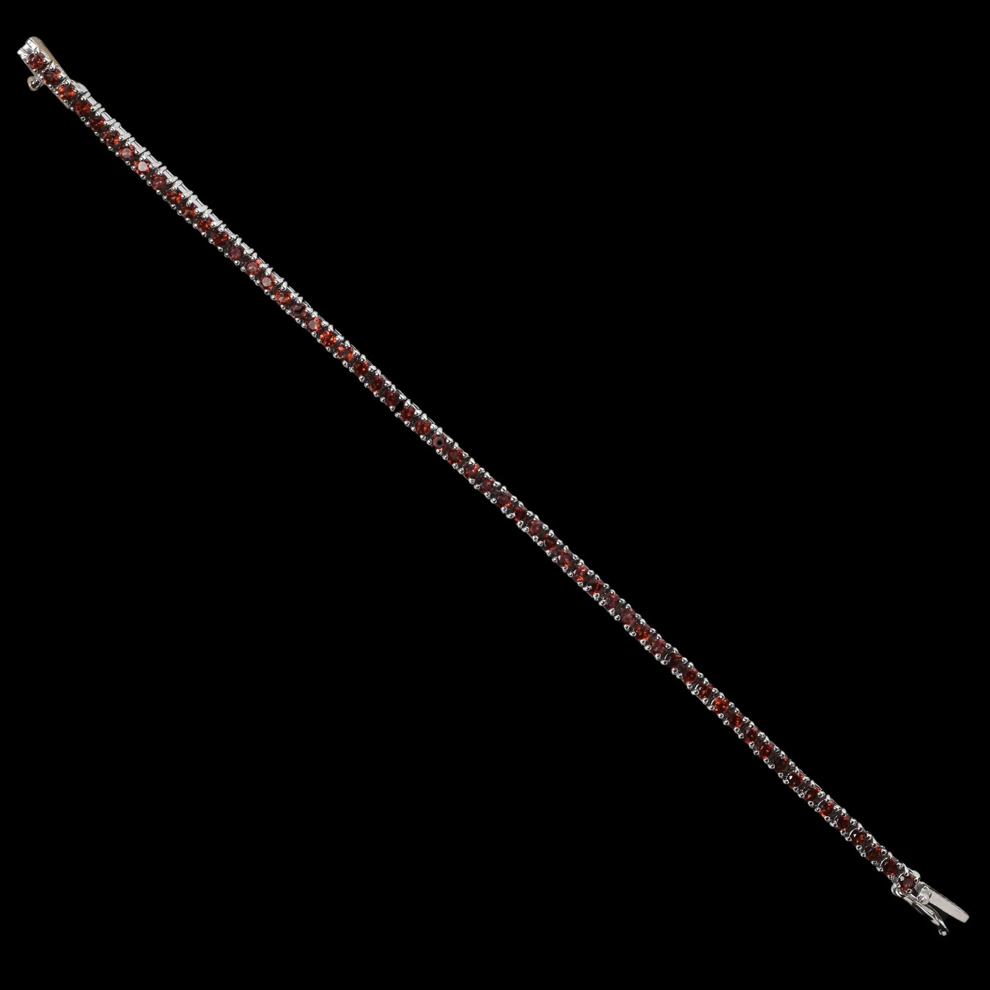 Silver Classic Red Garnet Studded Tennis Bracelet