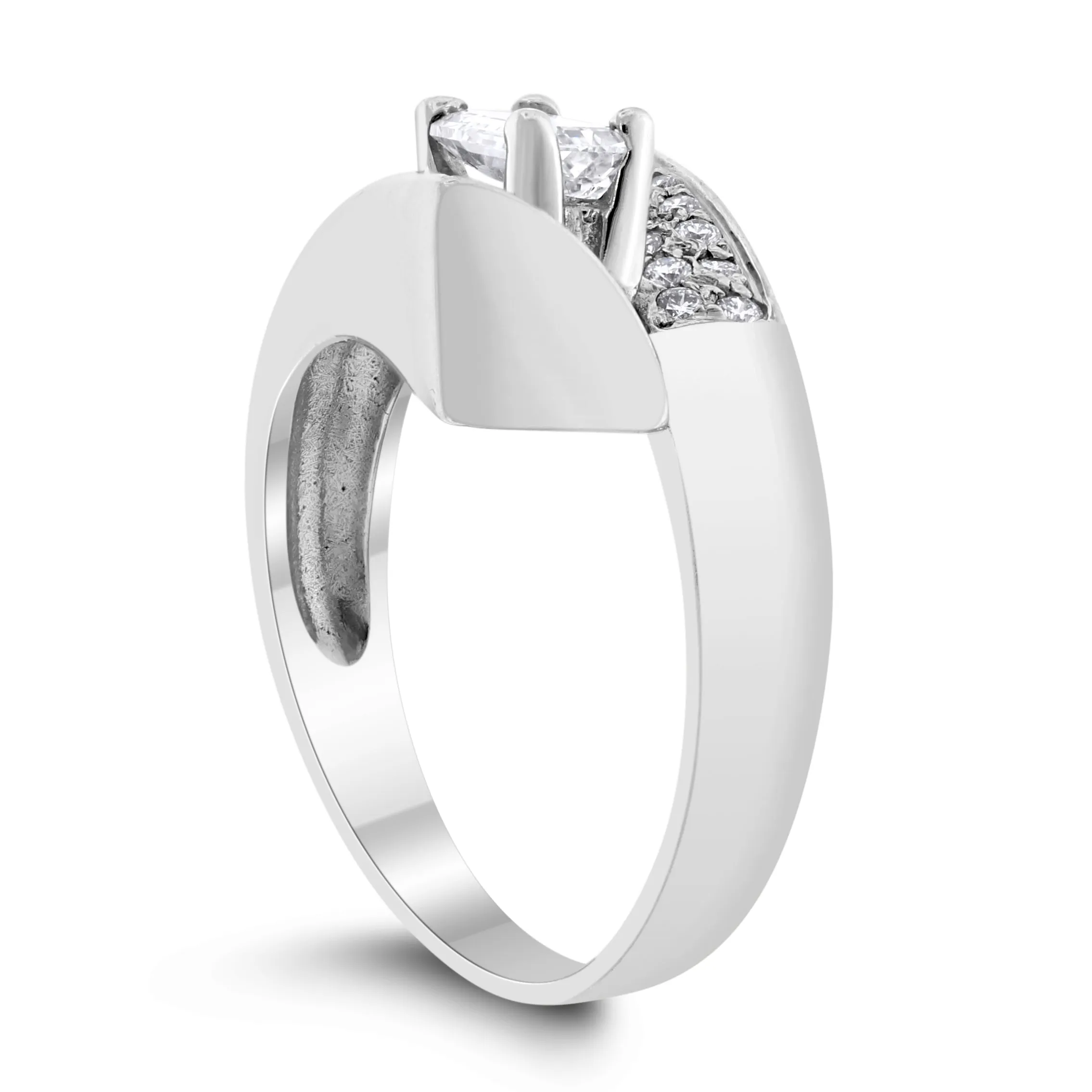 Spaces Engagement Ring (0.72 ct Emerald Cut IVS Diamond) in White Gold