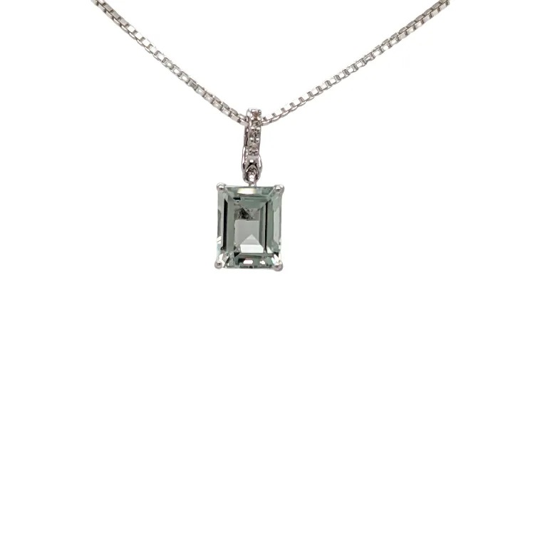 Sterling Silver Praisiolite Necklace