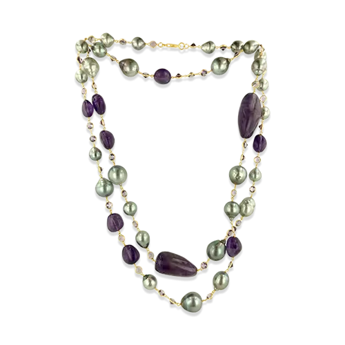 Tahitian Pearl & Amethyst Necklace