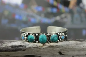 Turquoise and Moonstone Flower Bracelet