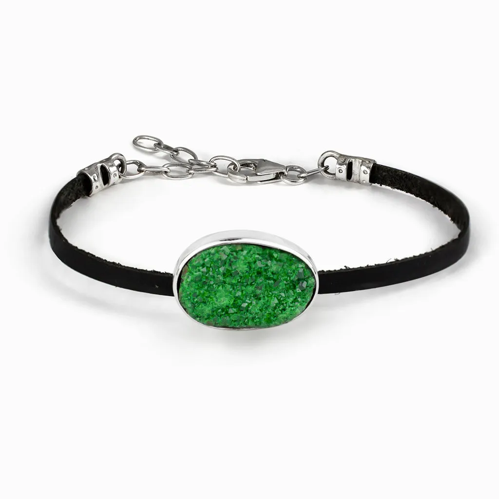 Uvarovite Leather Bracelet