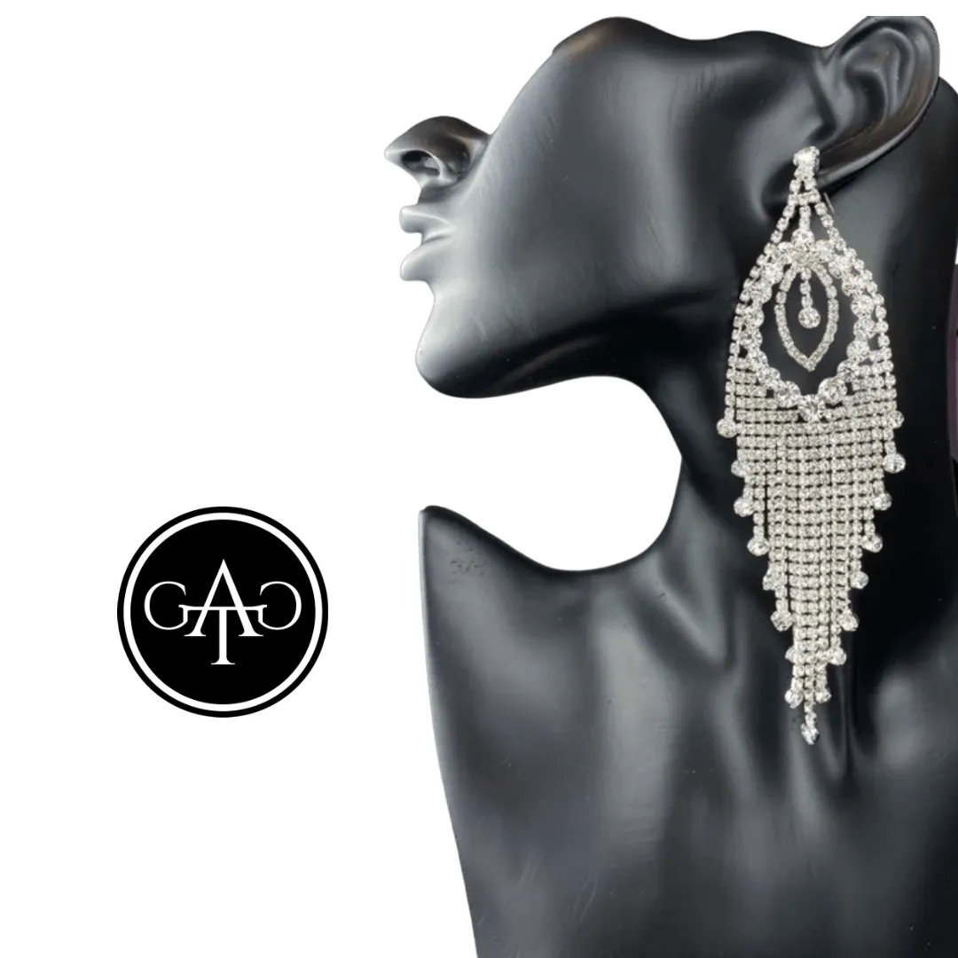 VALENTINA - clear rhinestone chandelier statement earrings