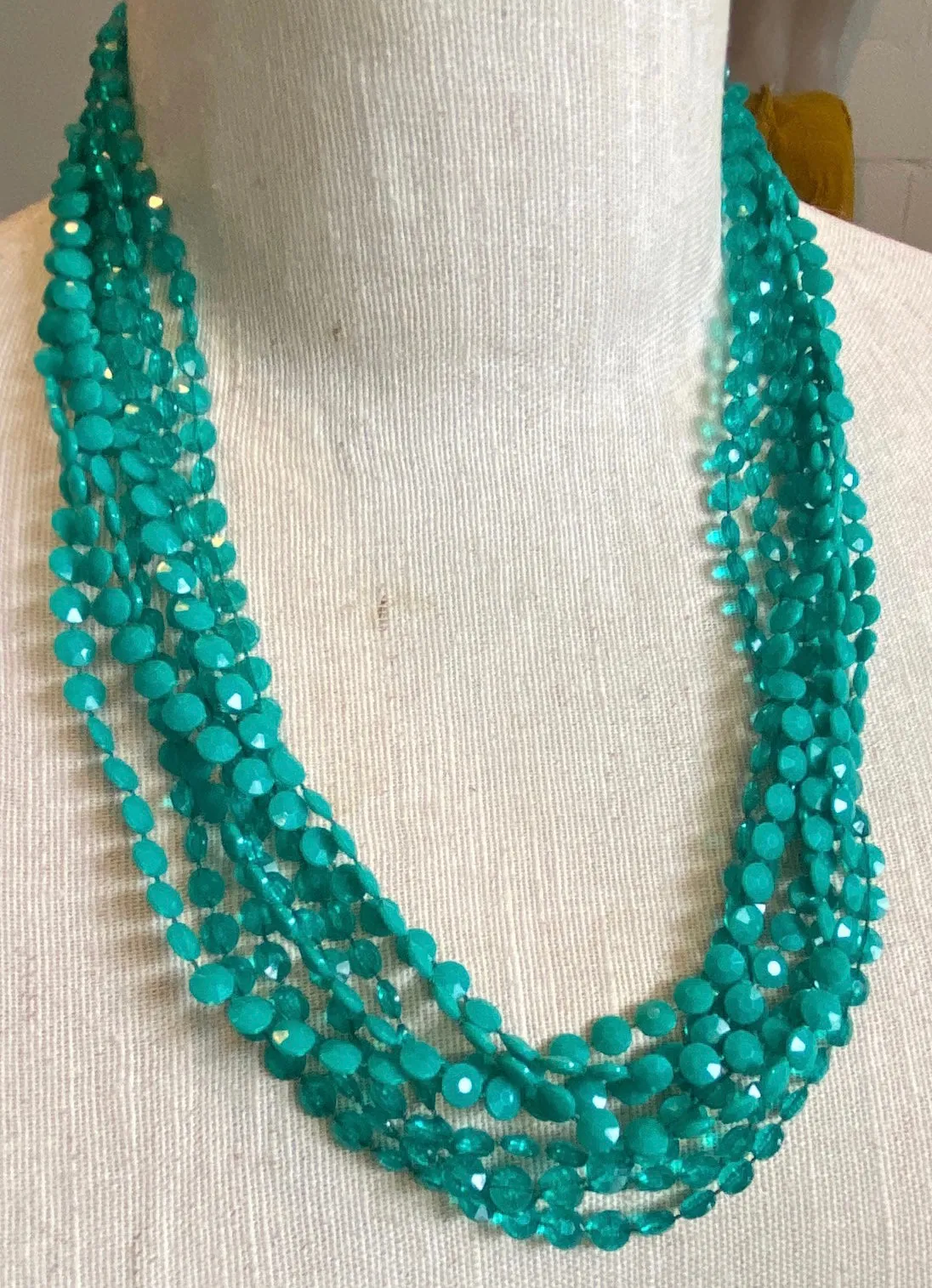 Vintage Teal Green Multistrand Necklace