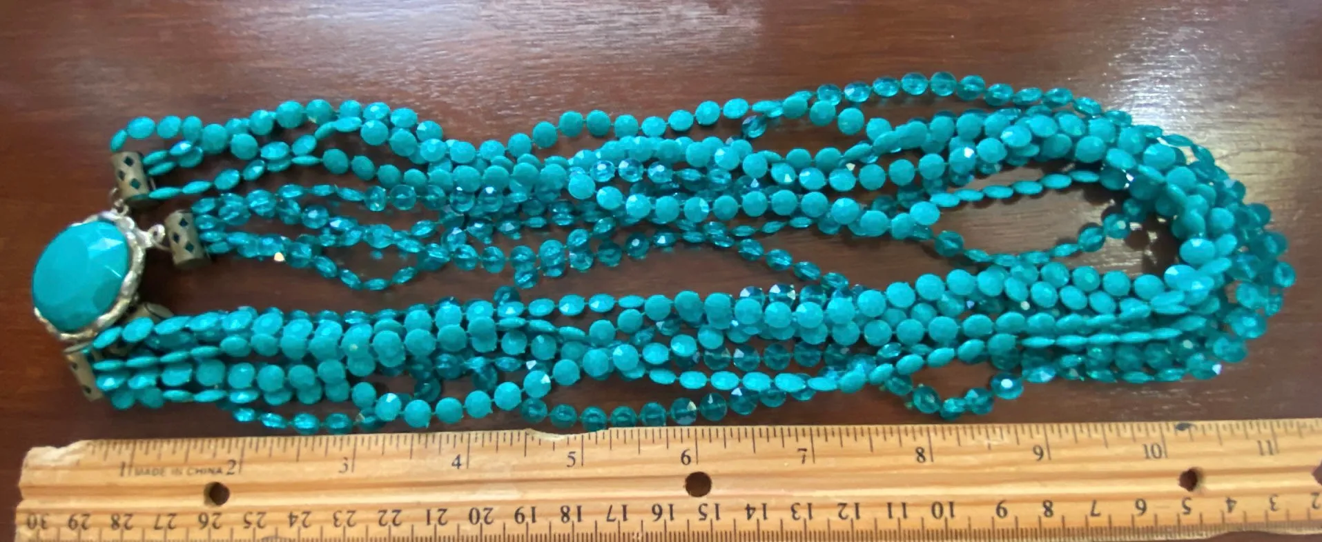 Vintage Teal Green Multistrand Necklace