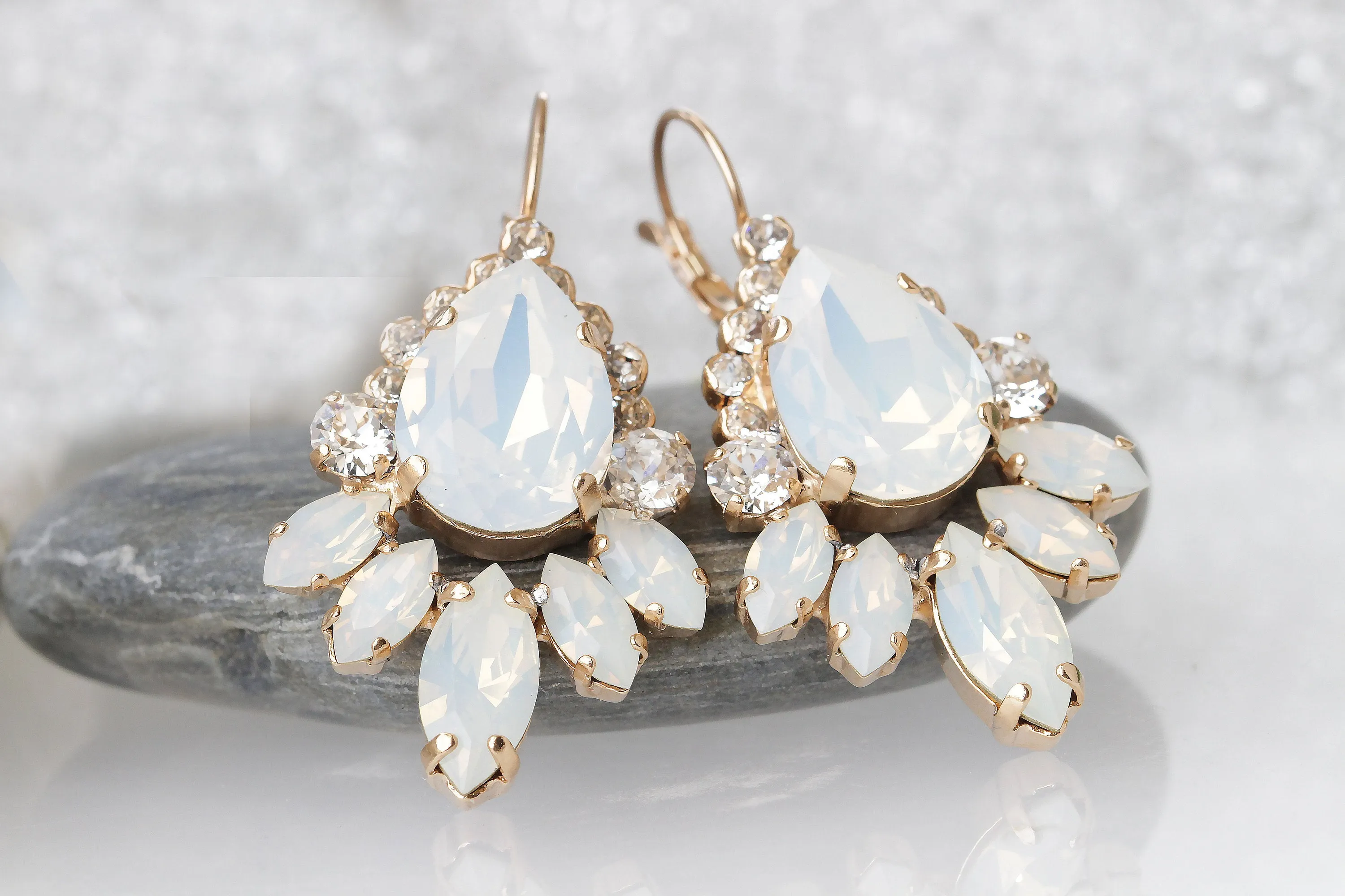 WHITE OPAL Bridal EARRINGS,