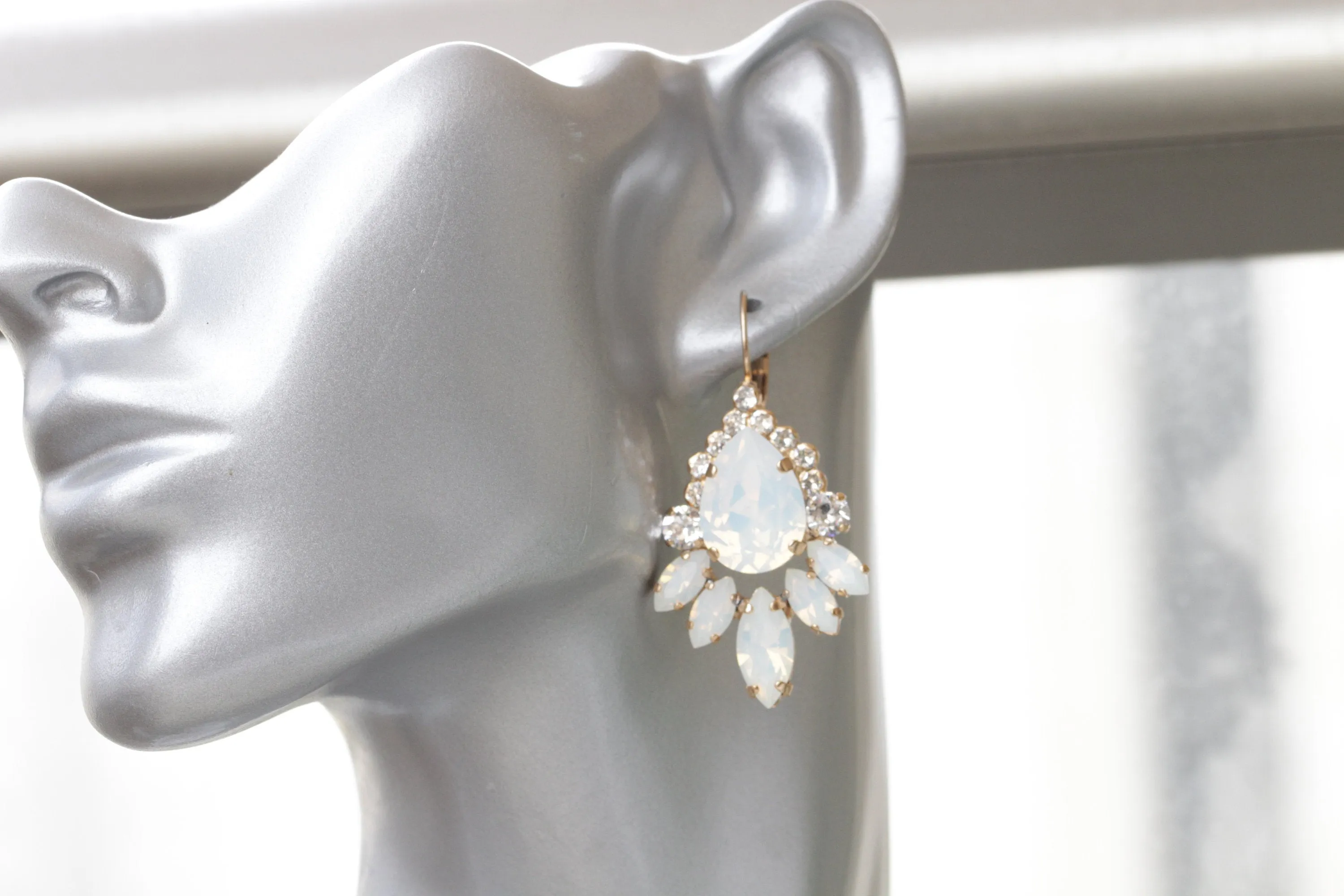 WHITE OPAL Bridal EARRINGS,