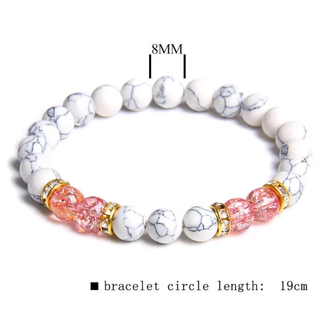 Womens Moonstone Stone Bead Bracelet