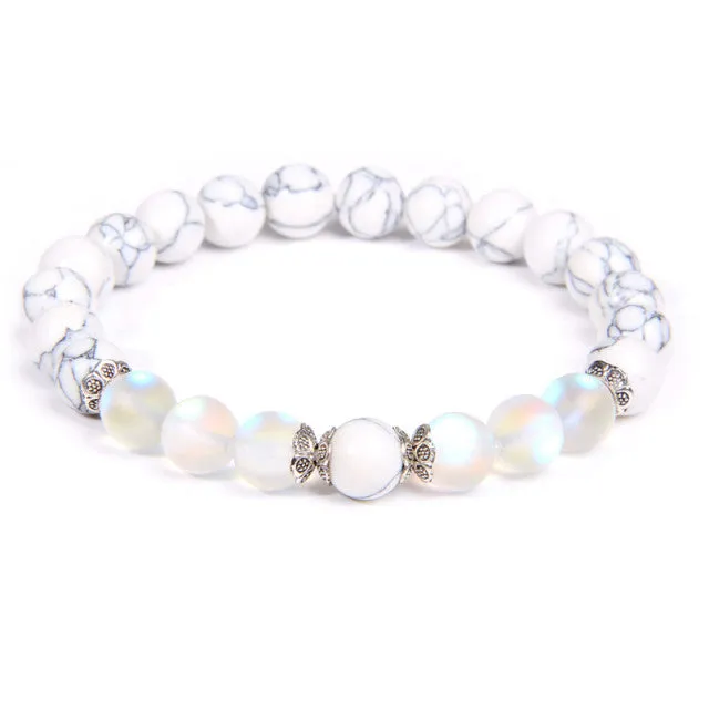 Womens Moonstone Stone Bead Bracelet
