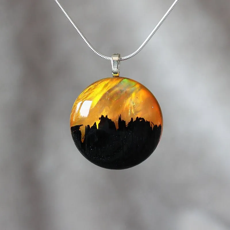 Yellow Flame | opal pendant [round]
