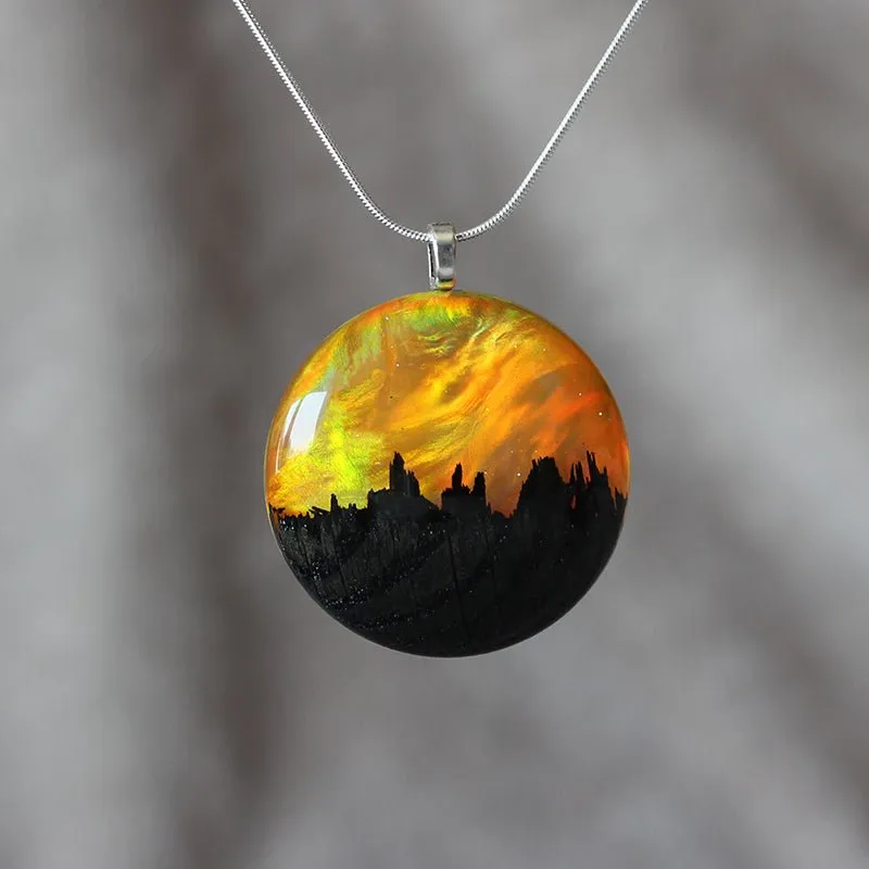 Yellow Flame | opal pendant [round]